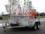 A purpose built trailer for the transport and distribution of signs and cones.